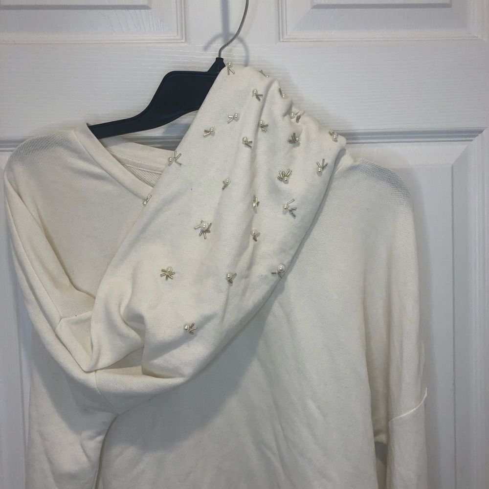 Crown & Ivy long sleeve sweater top with pearl and bead embellishments - Picture 7 of 8